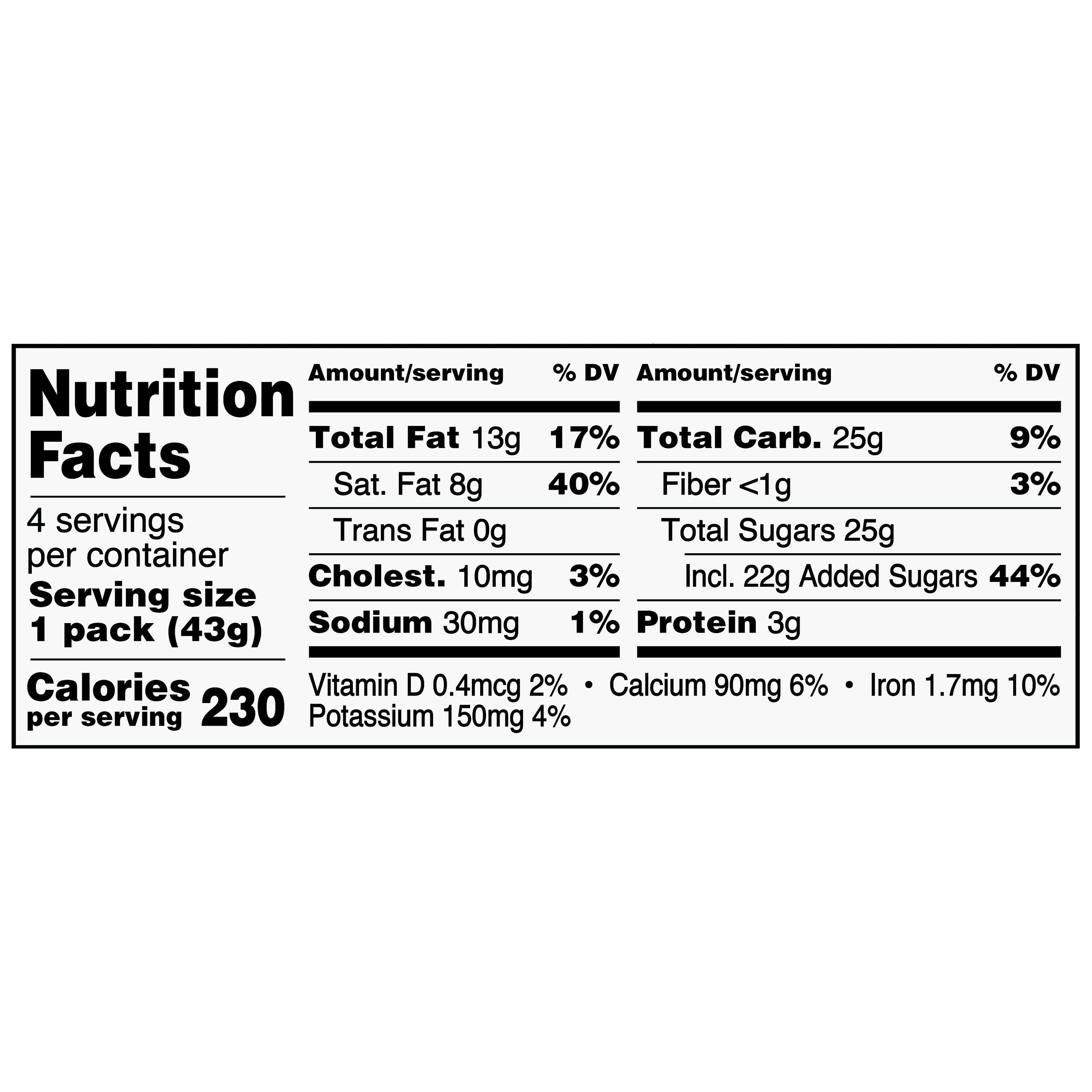 Great Value Milk Chocolate Bars, 1.52 oz, 4 Count