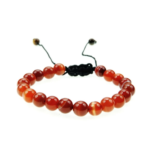 Red Agate Gemstone Macrame Style Adjustable Bracelet - Good for Healing and Protection