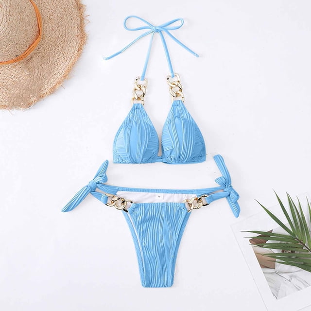 zanvin Womens High Waisted Bathing Suits Bikini Sets Two Piece Swimsuits,Sky Blue,M