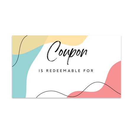Koyal Wholesale Coral Yellow Abstract Shapes Blank Coupon Is Redeemable For Voucher Cards, Loyalty Certificate, 100-Pk