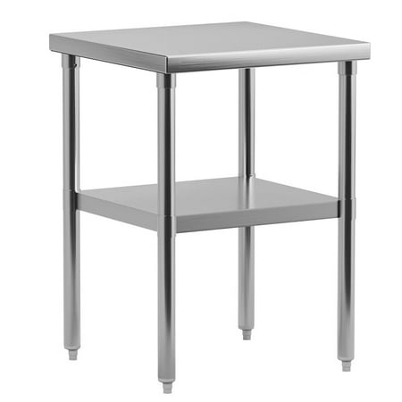 

Stainless Steel Work Table with Shelf & Castor Wheels Kitchen 2 Tiers Working Table