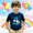 Navy, variant on 3t Boys Shirts Crewneck Letter Print Back To School Short Sleeve T-Shirt Loose Blouse Tops Preppy Clothes for Boy Size