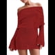 thumbnail image 2 of Vestido Elegante Tipo Suéter de con Hombros Descubiertos para Mujer, Ajustado, de Larga y Crochet Rojo S, 2 of 9