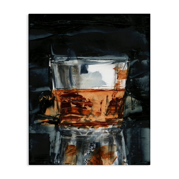 Stupell Industries Whiskey Glass Reflection Food & Beverage Painting Wrapped Canvas Art Print Wall Art, 16 x 20
