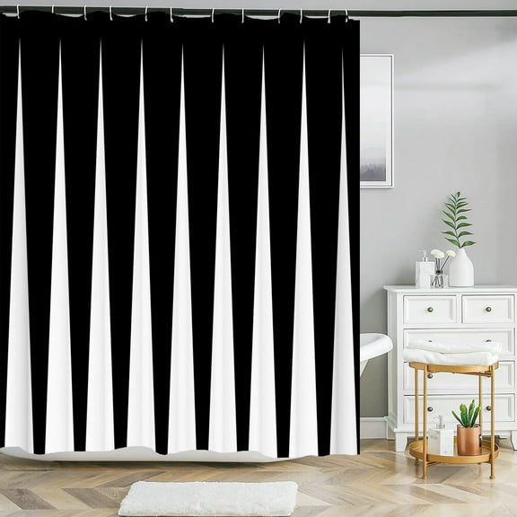 Black White Stripes Pattern Texture Shower Curtains Geometry Bathroom Waterproof Polyester Bath Curtain Home Decor with