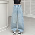 thumbnail image 6 of Purcolt Girls' Wide Leg Jeans Trendy Sparkly Elasitc Waisted Baggy Denim Pants Y2K Vintage Loose Fit Pants Streetwear Trousers with Pockets for 4-15 Years, 6 of 9