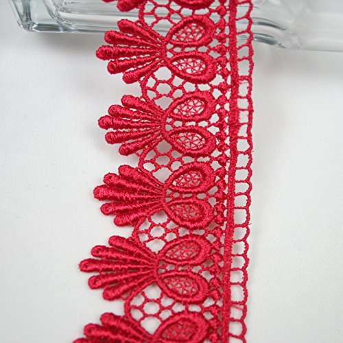 Altotux 1,75 Pouces 13 Couleurs Dentelle de Venise Florale Brodée Guipure par 2 Yards (Rouge)