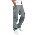 thumbnail image 1 of JFBUJC Men Solid Multi Pockets Combat Cargo Pants Casual Baggy Work Straight Trousers, 1 of 2
