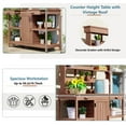 thumbnail image 3 of Farmhouse Wooden Outdoor Patio Workstation, Wooden Potting Bench Table, Garden Workstation with 2 Drawers, Cabinet, and 4 Open Shelves for Backyard, Mudroom (Brown), 3 of 9