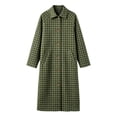thumbnail image 5 of Hzzrkos Women's Plaid Long Trench Coat, Lapel Collar Button Front Long Sleeve Lightweight Casual Overcoat, Classic Check Pattern Outerwear for Fall and Winter, 5 of 6