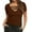 Brown, variant on Women Tshirts Women Summer Deep V Neck Low Cut Short Sleeve Ribbed Blouse Red XXL