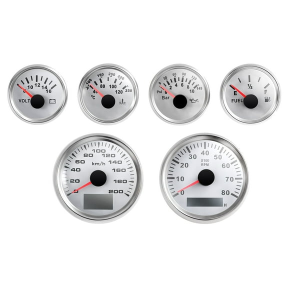 Wildnix Boat Fuel Gauge Kit, 9-in-1 Monitoring System with Tachometer, Speedometer, Oil Pressure, Fuel Level, Water Temperature, and Volt Gauges