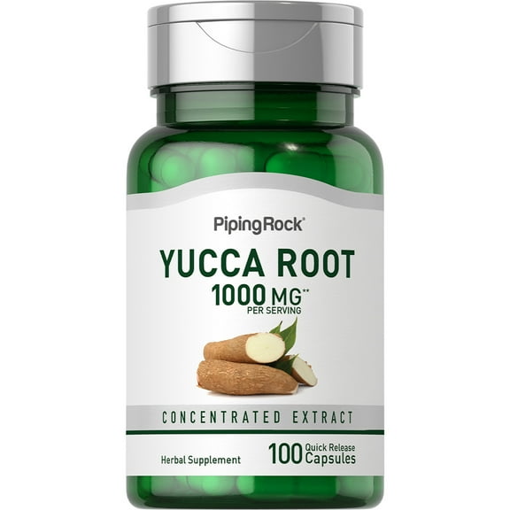 Yucca Root Capsules 500mg | 100 Count | Herbal Extract Supplement | Non-GMO, Gluten Free | By Piping Rock
