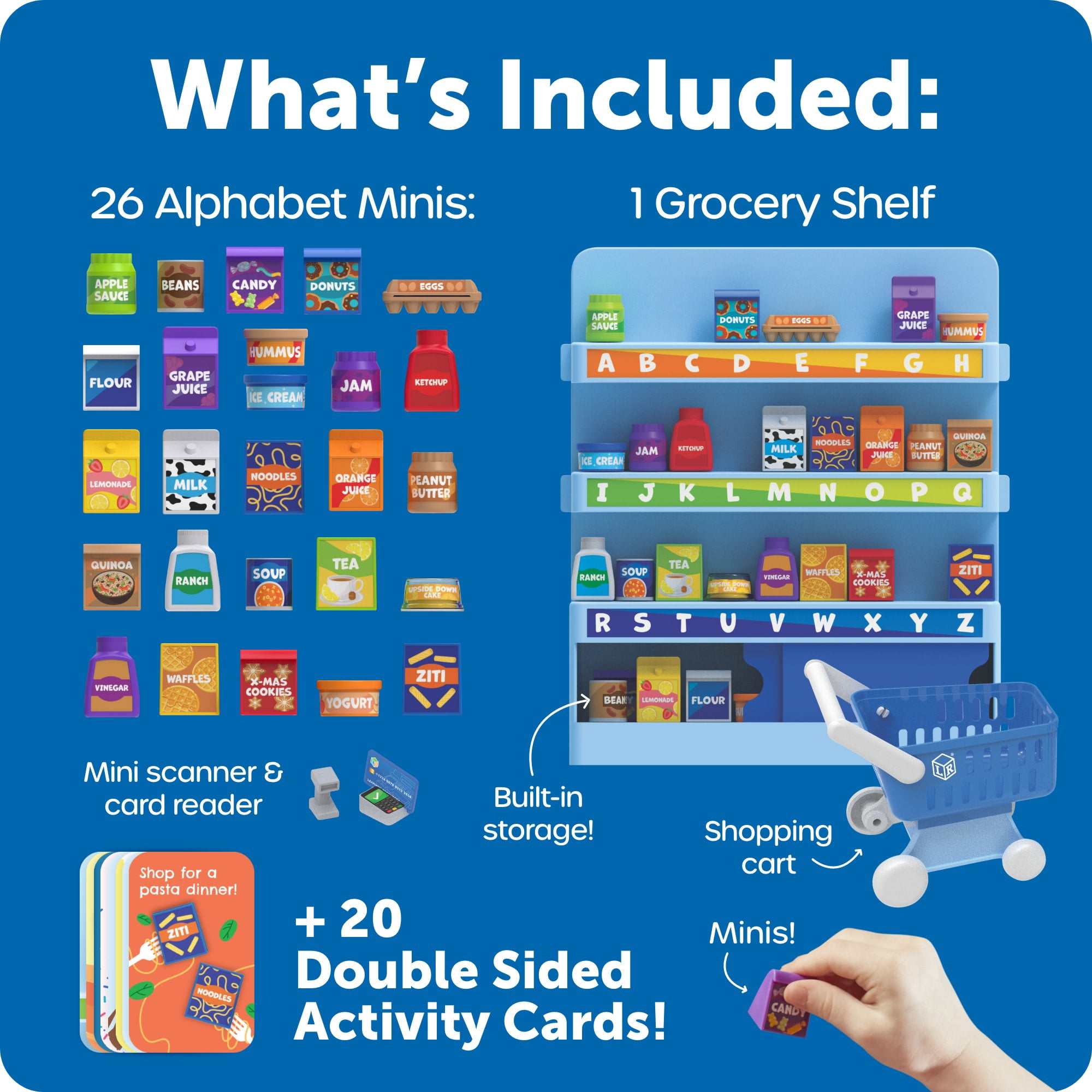 Learning Resources Alphabet Mini Market - Miniature Play Food Grocery Store, Ages 3+
