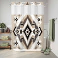 thumbnail image 6 of No Hook Shower Curtain, Black Brown Shower Curtains for Bathroom with See Through Top Window, Boho Vintage Southwestern Ethnic Geometric Waterproof & Washable Bath Curtain Extra Long 72"x96", 6 of 9