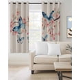 thumbnail image 2 of Vintage Butterfly Blackout Curtains for Bedroom/Living Room, Thermal Insulated Kitchen Curtains, Spring Watercolor Blossom Floral Grommet Darkening Window Treatment Drapes 27.5"x39"x2, 2 of 8