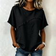 thumbnail image 2 of beishanbush Hot Sales Saving $10 Casual Workout T Shirts Tops Women's Linen T-Shirt,Short Sleeve Neck Loose Lightweight Casual Summer Under $15, 2 of 4