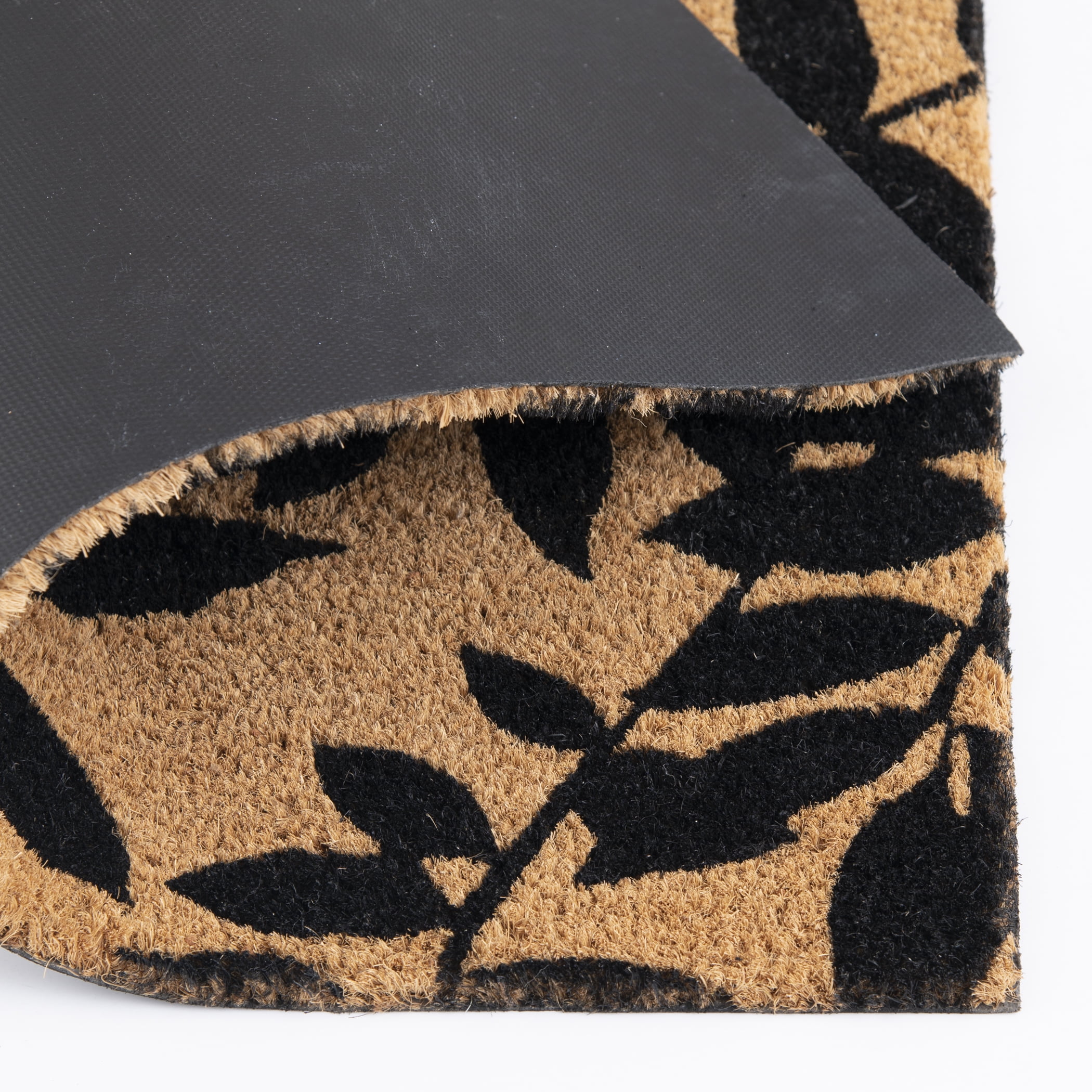 Leaf Coir Doormat, Black, 18"x30"
