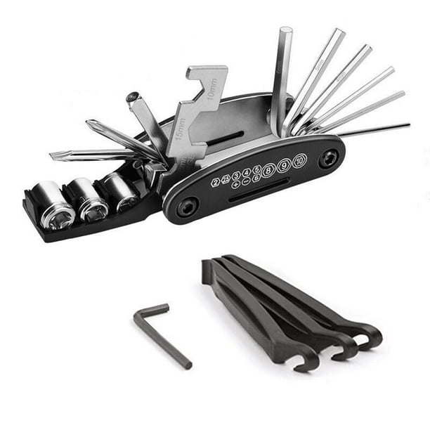 koolsoo Bike Tyre Repair Kit 16 in 1 Multi Function Tyre Lever Self Adhesive Tube Portable Repair Cycling Tool Set for Road Mountain BMX All