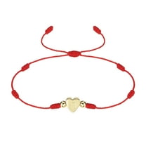 Uxcell Initial Bracelet, Adjustable Heart Link Letter D Handmade Rope Braided Bracelet Gold Plated Alphabet Charm Jewelry, Red
