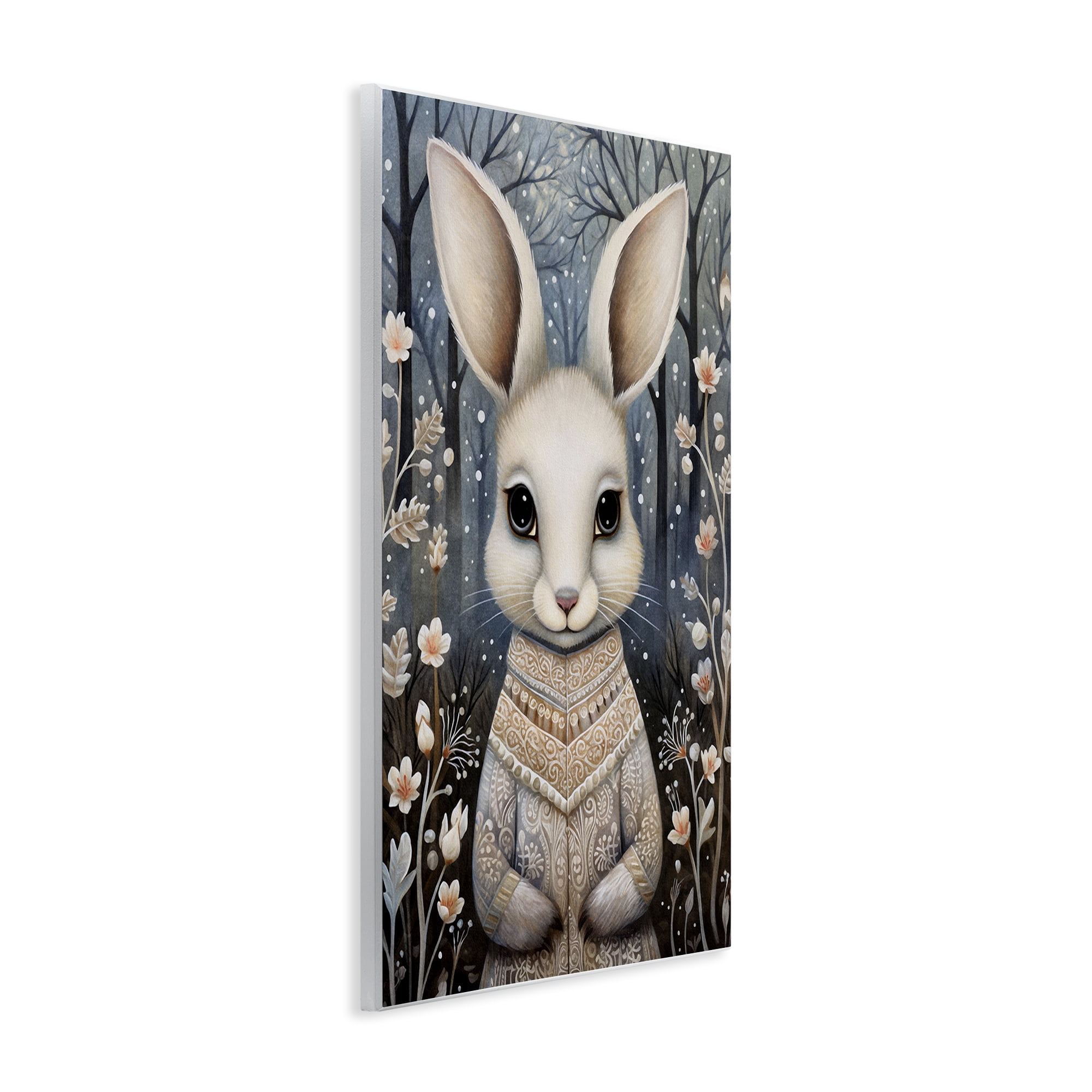 Stupell Industries Woodland White Rabbit Animals & Insects Painting Unframed Art Print Wall Art, 10 x 15