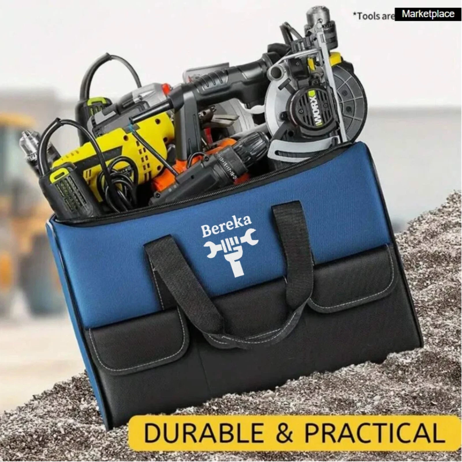 BEREKA Tool Bag Heavy Duty Multifunctional Large Capacity 17.3" Storage Bag