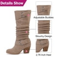 thumbnail image 5 of Love Steetly Women's Extra Wide Calf Knee High Boots, Soft Faux Suede, Two Large Round Buckle Straps, Slouchy Ruched Shaft Textured Stacked Heel Boots., 5 of 8