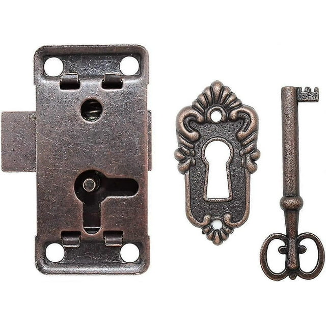 Juego de cerradura antigua Cerradura y llave antiguas, cerradura de mueble de diseño vintage decorativo - para joyero/caja de madera/cajón/gabinete/caja antigua