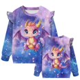 thumbnail image 5 of Uorisanigo Toddler Sweatshirt Girls Ruffle Sleeve Sweatshirts Long Sleeve Shirts Crewneck Purple Cartoon Dragon Pullover Tops for Playtime & Outings (2T-3T)​, 5 of 7