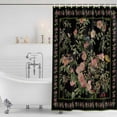 thumbnail image 3 of Black Spring Floral Shower Curtain, Waterproof Shower Curtains for Bathroom, Elegant Pastoral Flowers Birds Retro Art Washable Fabric Bathtub Curtain Set Bath Decor with 12 Hooks 48"x72", 3 of 8