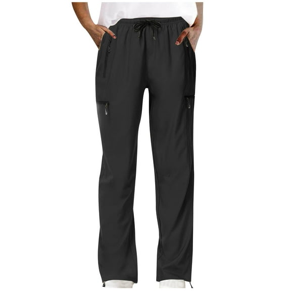 Paiyanr Workout Pants for Women Drawstring Running Sports Full Length Pants with Pockets Medium Waist Athletic Pants Black