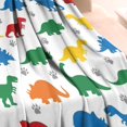 thumbnail image 3 of White Colorful Dinosaurs Paw Prints Pattern Blanket,Comfortable Soft Lamb Wool Throw Blanket,All Season,Warm Lightweight Blankets for Sofa Bed Couch Living Room Chair,30"x40", 3 of 4