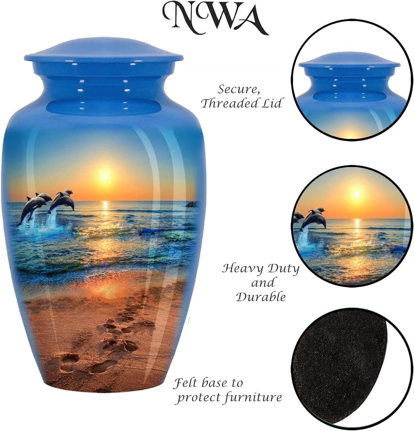 Dolphin Cremation Urn for Human Ashes Adult for Funeral, Burial & Home - Urns for Ashes Adult Memorials Urn Crafts - Large Urns & Cremation Urns for Divine Dolphins Size 10x6.5 in