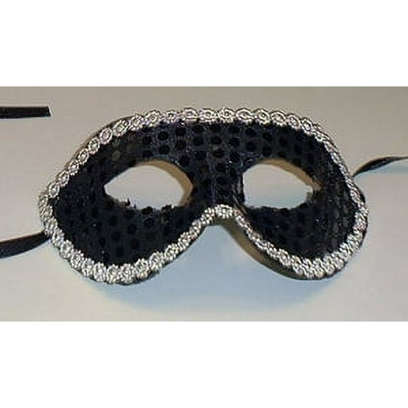 Black Sequin Mardi Gras Masquerade Party Value Mask
