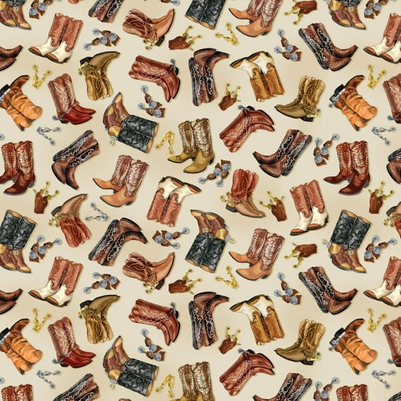 Yellowstone Cowboy Boots Cotton Fabric