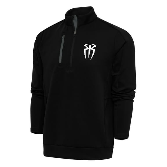 Men's Antigua Black/Charcoal Roman Reigns Generation Quarter-Zip Pullover Top