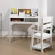 thumbnail image 4 of Historyli Juego de escritorio y silla Acekid,mesa de estudio de madera con compartimentos,estantería,tablón de anuncios y portalápices,mesa de escritura para niños y niñas,color blanco., 4 of 7