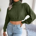 thumbnail image 4 of Fesfesfes Women Turtleneck Sweater Solid Color Knitted Tops Casual Long Sleeve Crop Sweaters Blouse Tops Clearance, 4 of 6