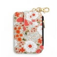 thumbnail image 4 of Printed Folded Vertical Bag Zipper Coin Purse Keychain Wallet Floral Leather ID Card Bag For Women, 4 of 4