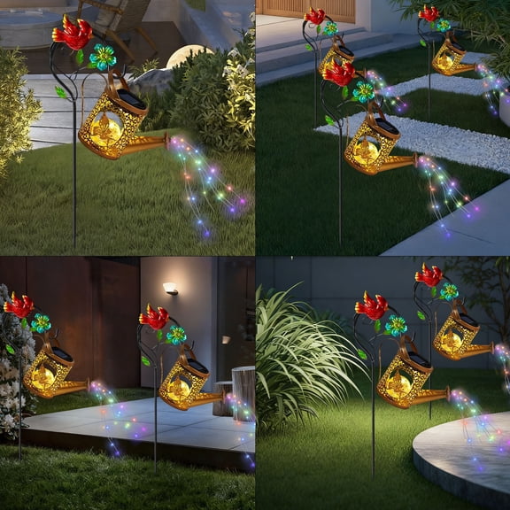 Hxlamzoo Solar Birds and Flowers Garden Lights, Waterproof Solar Powered Auto On/Off Multicolor LED with Steady & Flashing Modes for Outdoor Patio Lawn Decor Holiday Ambiance