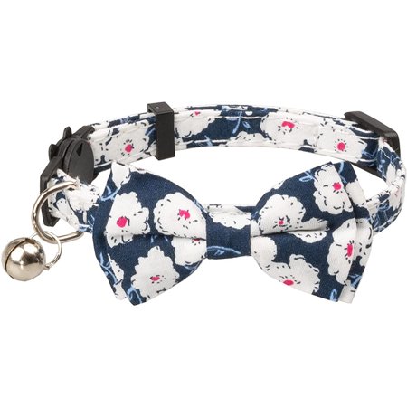 Cat Collar with Bowtie Bell Safety Buckle Breakaway Kitten Puppy 7-11in Movable Adjustable