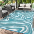 thumbnail image 2 of 10x14 Camping Rugs for Outside Your RV, Patio Rugs Outdoor Waterproof, Abstract Plastic Straw Rug Reversible UV Resistant Minimalist Area Rug for Backyard, Deck, Picnic, Porch, Light Blue, 2 of 8