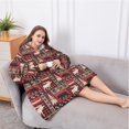 thumbnail image 5 of Oversized Wearable Blanket Hoodie,Red Christmas Animal and Tree Pattern Sherpa Blanket Hoodie with Super Pockets,Super Warm Fuzzy Pullover for Women & Men, 5 of 6
