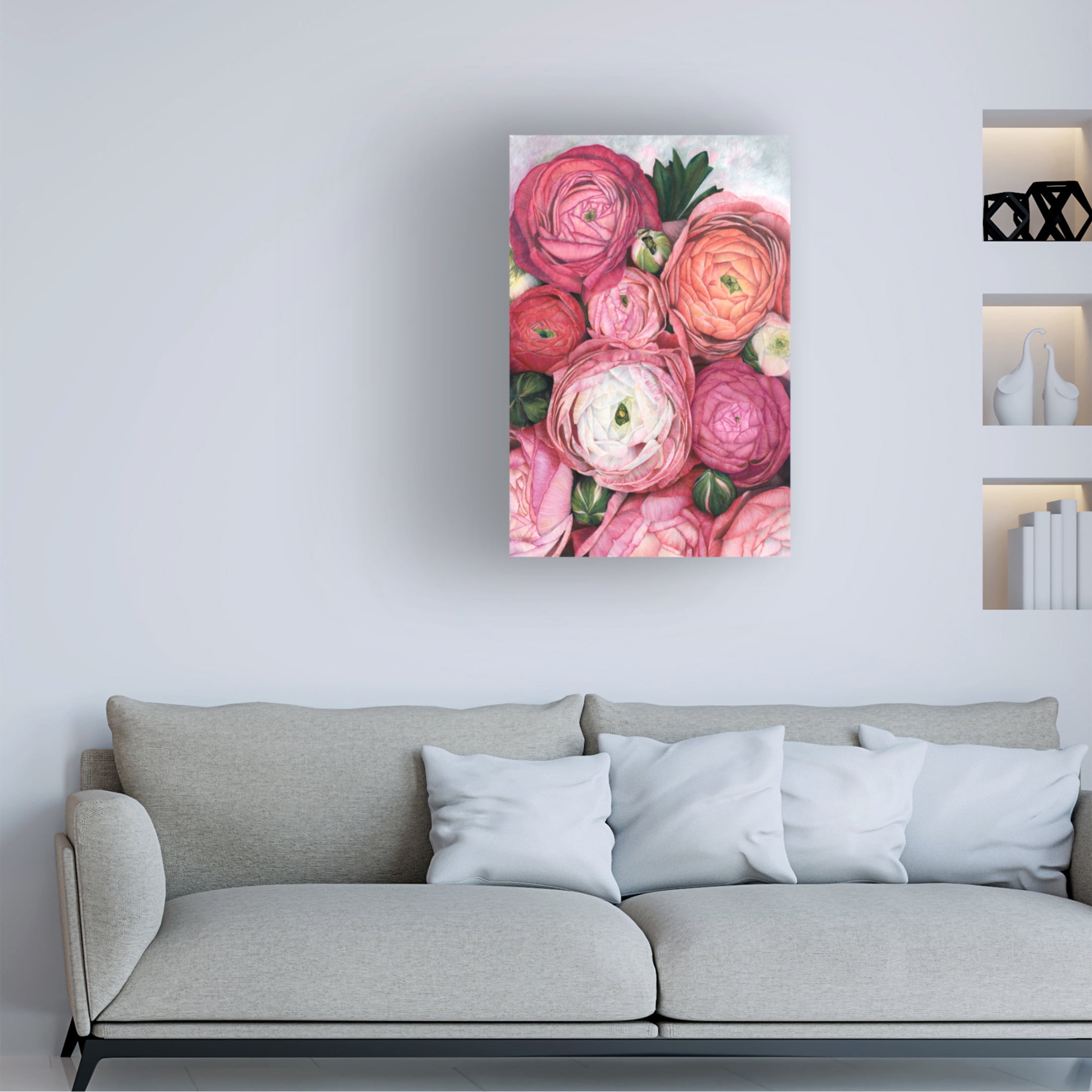 Trademark Fine Art Rosana Laiz Blursbyai Arleth ranunculus bouquet in warm pink Canvas Wall Art