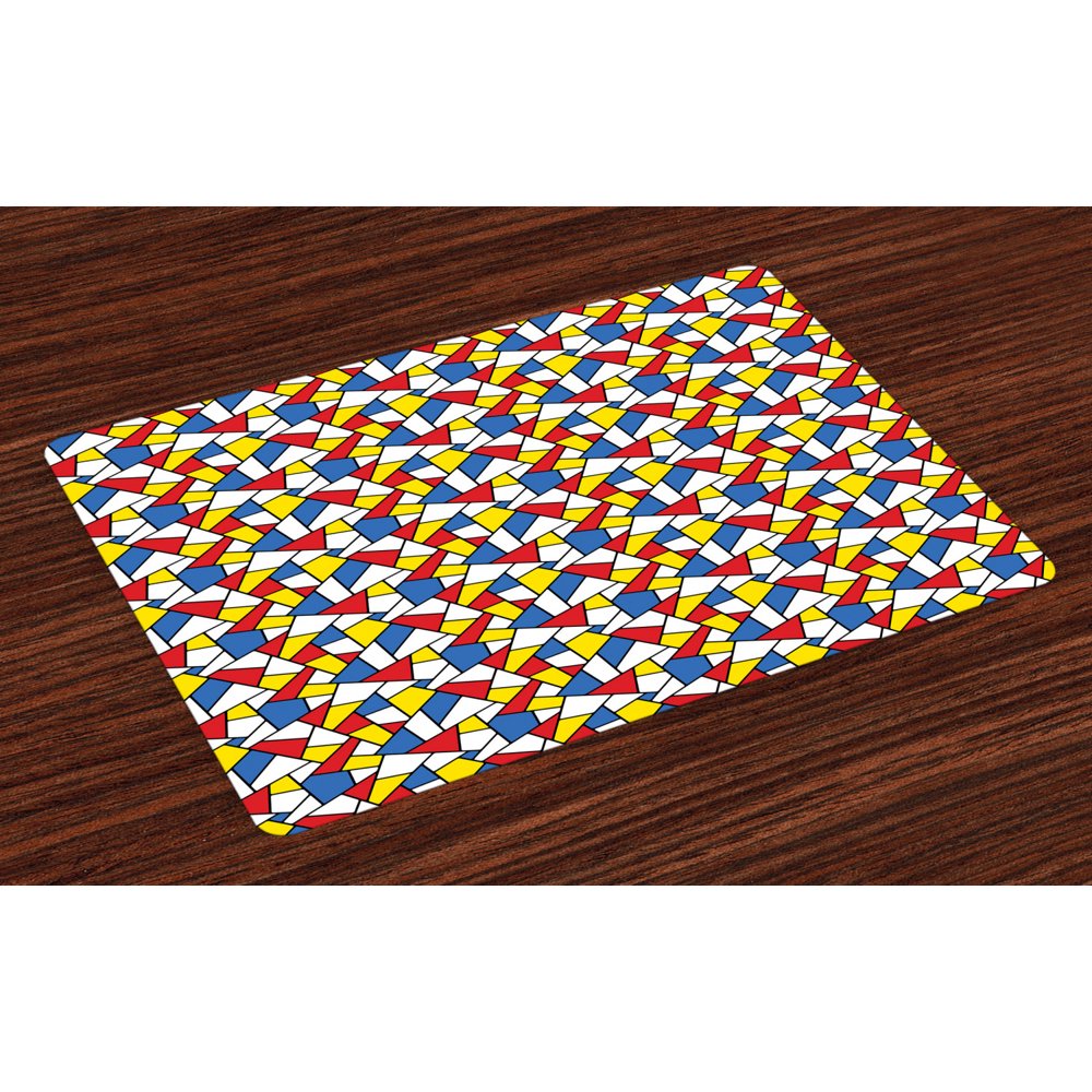 Mosaic Placemats Set of 4 Geometric Shapes Composition with Colorful