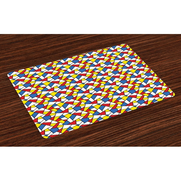 Mosaic Placemats Set of 4 Geometric Shapes Composition with Colorful