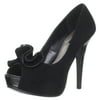 Womens Black Pumps Ruffle Peep Toe Shoes 5 Inch Heel Classy Dress Shoes