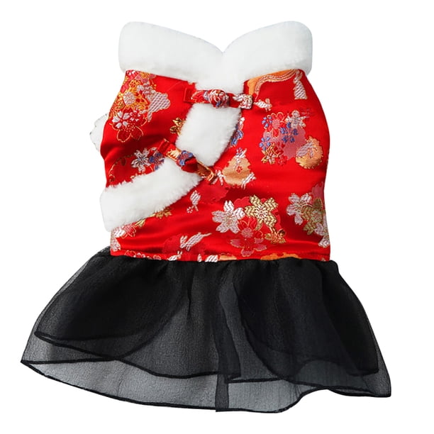 Ropa de perro vestidos de cachorro traje tang traje chino año nuevo estilo invierno calidez múltiples patrones elegantes perros traje para bichon s flor con rojo Noticed PT000711-04