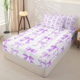 thumbnail image 2 of Erosebridal Kawaii Bow Zipper Twin Comforter Sets with Fitted Sheet and 2 Pillowcases,Purple Princess Bowtie Zipper Bedding Set For Girls,Reversible,4-Piece, 2 of 7