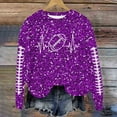 thumbnail image 2 of Womens Sequin Football Sweatshirts 2025 Game Day Long Sleeve Baseball Graphic Tops Fall Winter Casual Crew Neck Pullover Blouses, 2 of 5